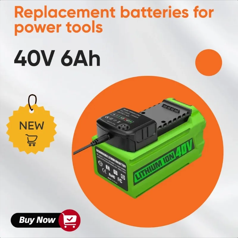 

40V 6Ah Batteries rechargeable G-MAX Li-ion Battery for Greenworks Manufacturer Replacement Battery for Lawn Mower Power Tools
