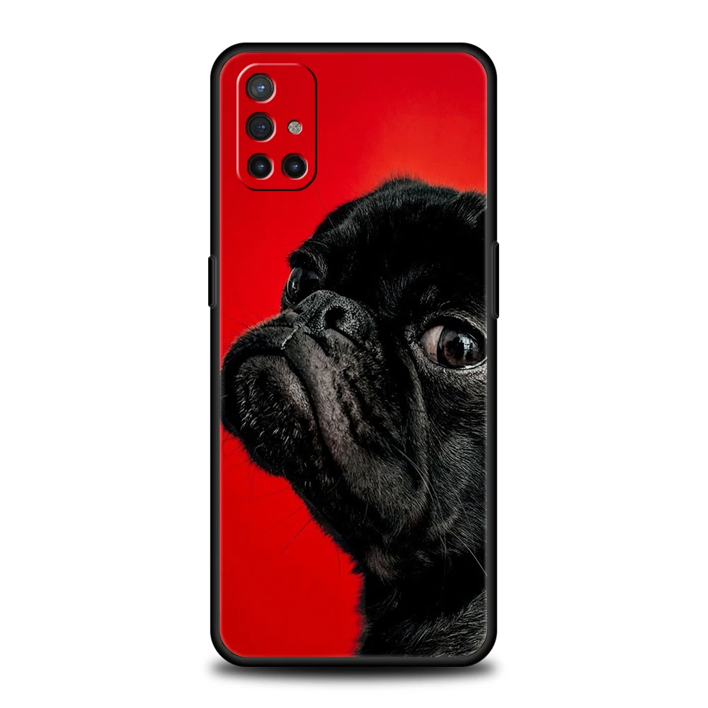 Чехол для телефона OnePlus 13 12 11 10 9 Pro 9T 13R 12R 10R 9R 9RT 10T 8T 8 Nord 2T CE 2 3 5G N200 N30 Мягкий чехол Черный Мопс крупным планом