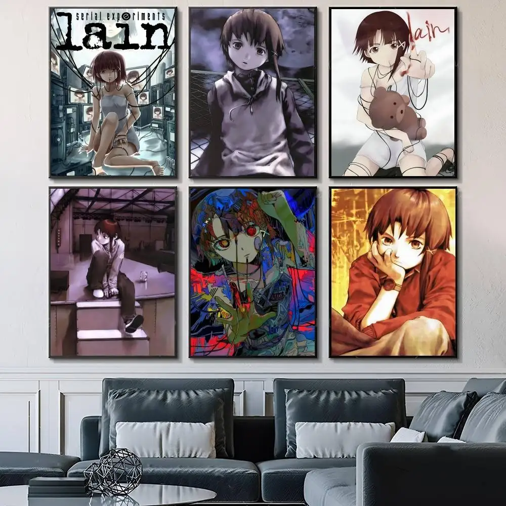Anime Serial E-Experiments L-Lain Posters Fancy Wall Sticker for Living Room Bar Decoration Wall Decor