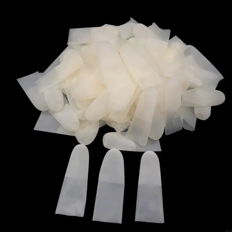 100pcs يمكن التخلص من حماة أصابع اللاتكس التي يمكن التخلص منها بأكمام واقية من أصابع الإصبع من أجل الوقاية من غبار العمل الدقيق