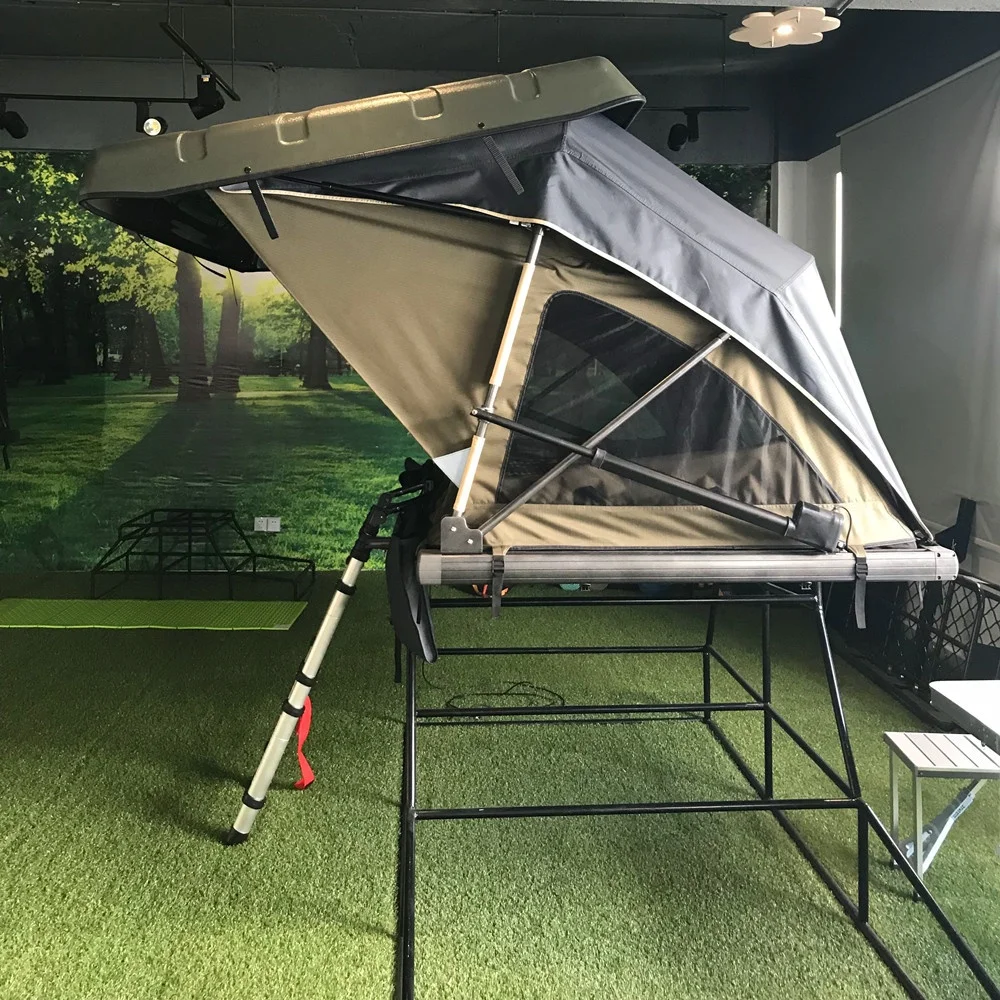 1-2 Person Electric Hard Shell Roof top Tent With Telescopic Ladders and Skylight