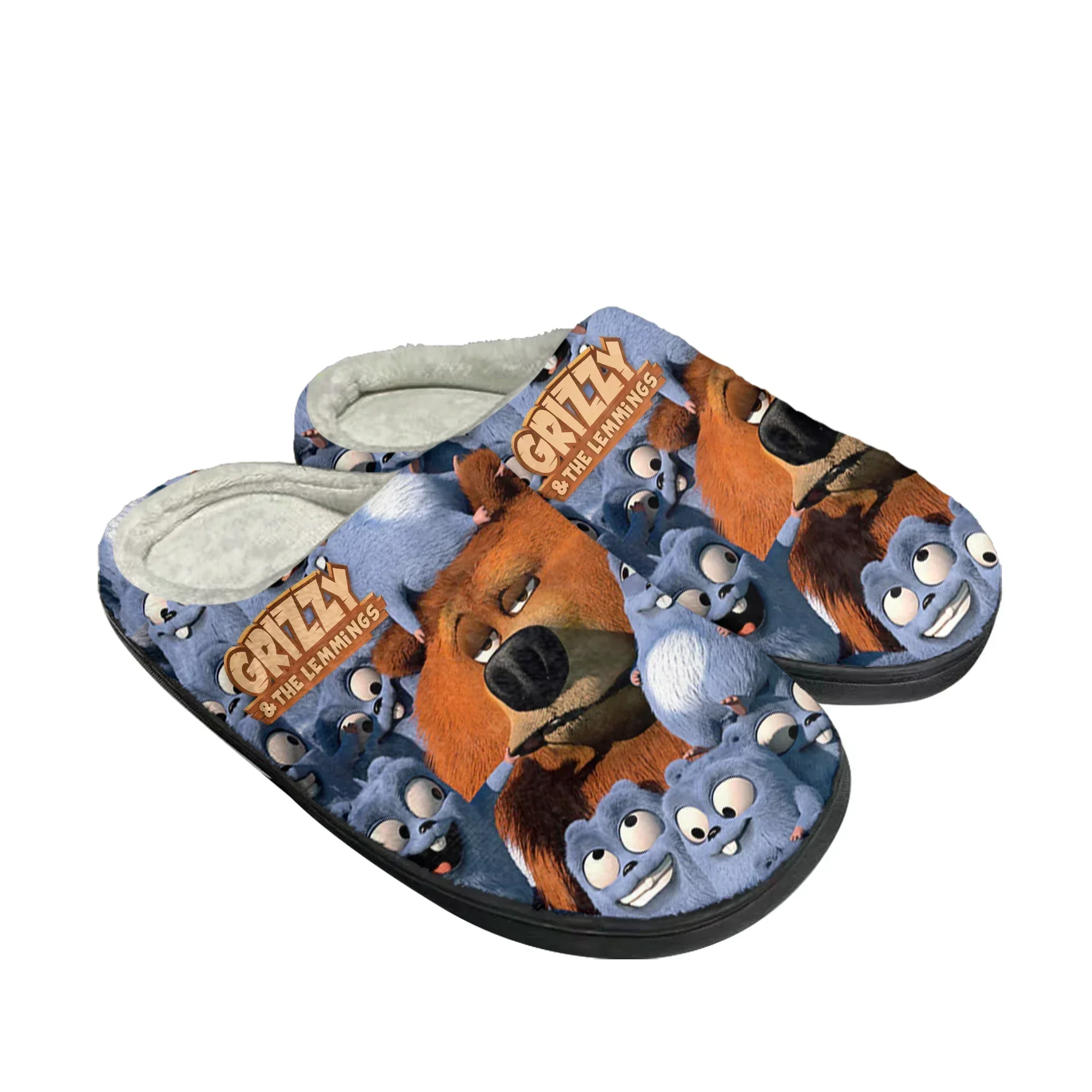 

Домашние хлопковые тапочки Grizzly and The Lemmings для мужчин и женщин, плюшевые, для спальни, повседневные, теплые, аниме, на заказ, термостойкие, для дома