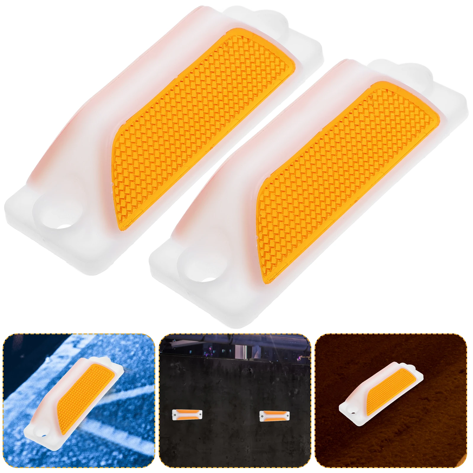 2pcs Reflective Road Delineators Traffic Safety Warning Signs Driveway Guardrail Rectangular Reflectors Enhanced Visibility
