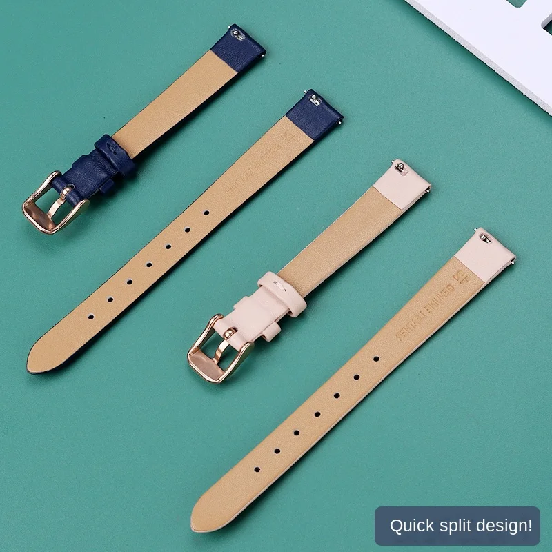 حزام ساعة من الجلد الناعم الرقيق للغاية ، سوار معصم من جلد البقر لسواروفسكي ، أحفور كاسيو تيسو ، تحرير سريع ،