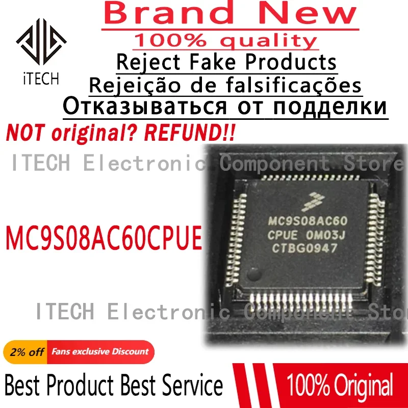 5pcs/lot Original MC9S08AC60CPUE MC9S08AC60 QFP64 100% New and Genuine