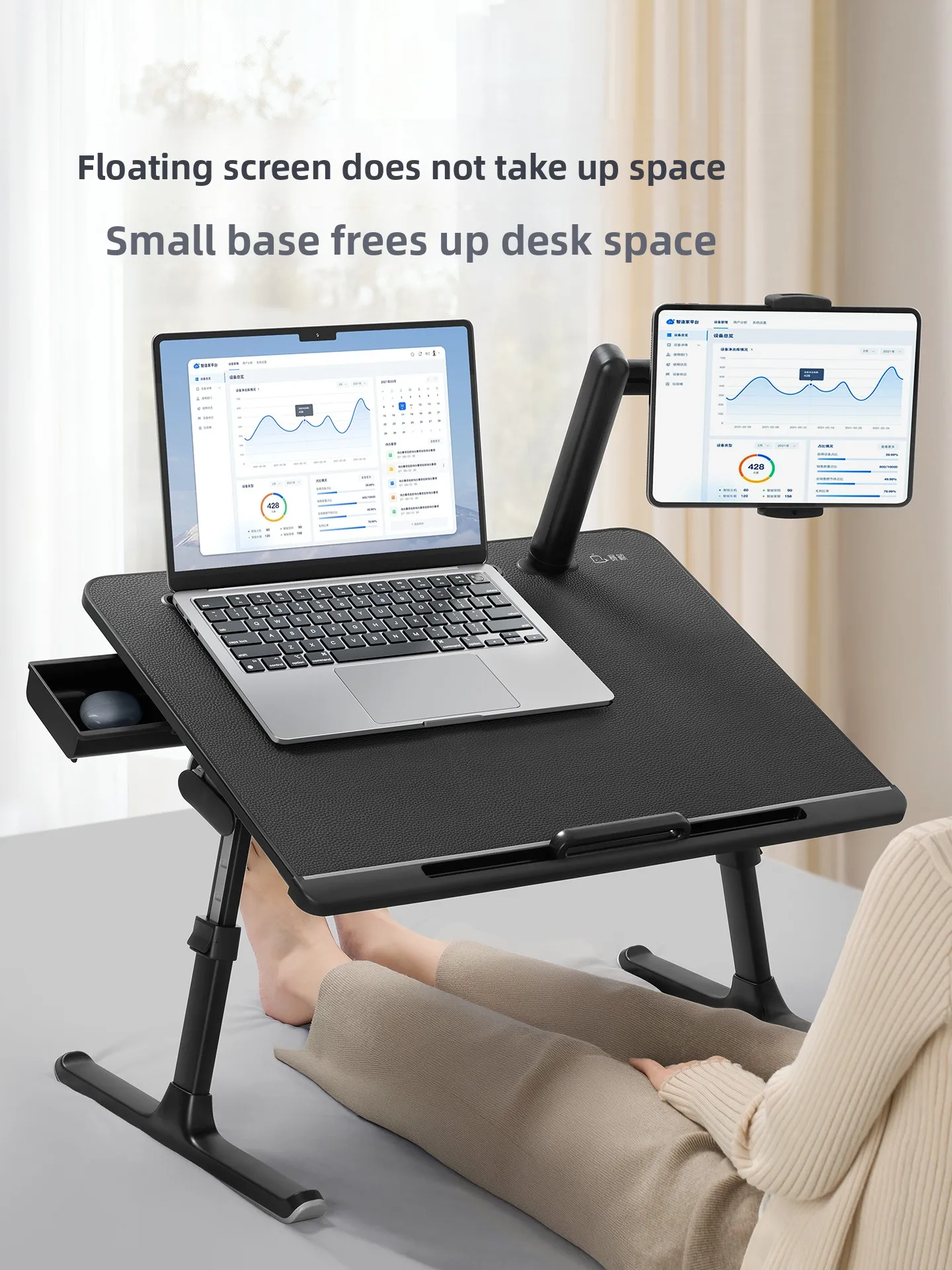 Adjustable Laptop Bed Table Foldable Stand with Holder for Reading Office Study in Dorm