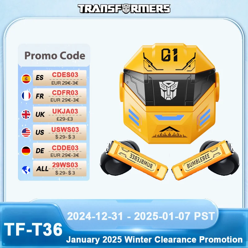 Transformers TF-T36 TWS Gaming Music Dual Mode Earphones Bluetooth 5.4 Wireless Earbuds Low Latency HIFI Stereo Headset