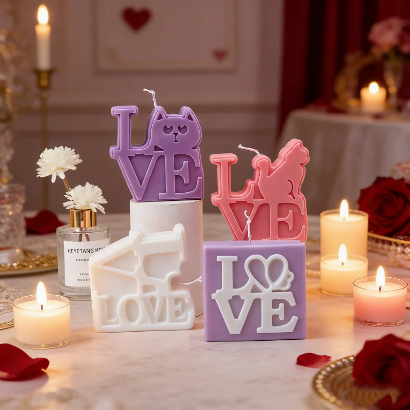 

3D-формы для свечей из силикона для любителей животных: кошка/собака с отпечатками лап, для ароматических смол, подарки на День святого Валентина, памятный декор