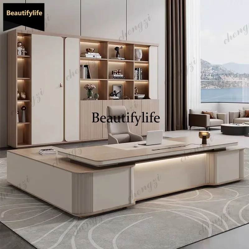 D80 Multi functional minimalist design office table Modern high-end luxury Computer desk Boss Manager President office