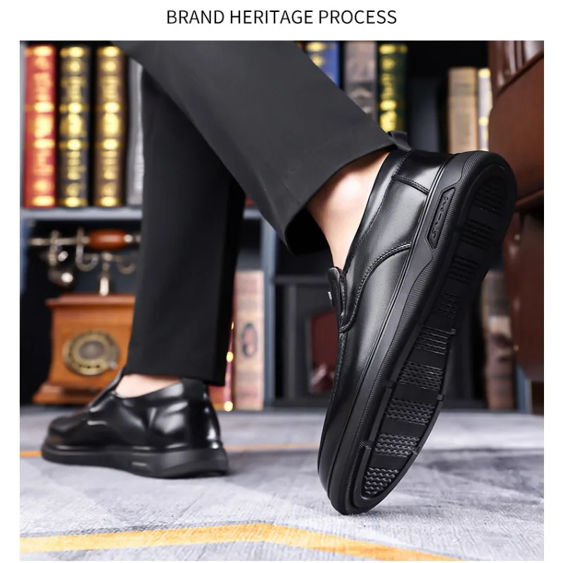 

Men's Leather Shoes with Flat Heel Shallow Toe Slip-on Design Soft Large Size Suitable for Spring and Autumn Formal Wear.