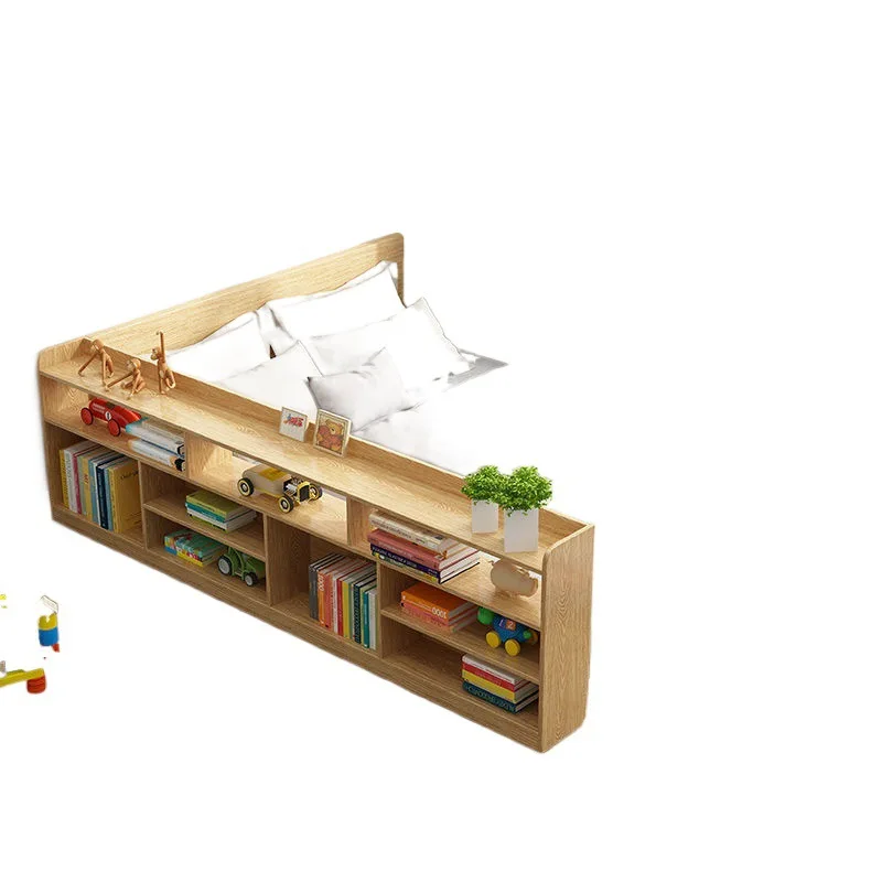 Tatami minimalist ins 1.2m 1.5m single and double bed loft small unit multi-functional bookshelf storage low