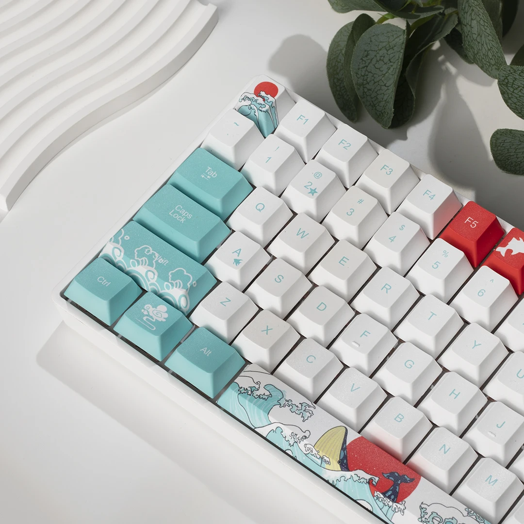 Altamente Coral Sea Keycap, Sublimação Material PBT, 87, 84, 75, 68, cinco lados