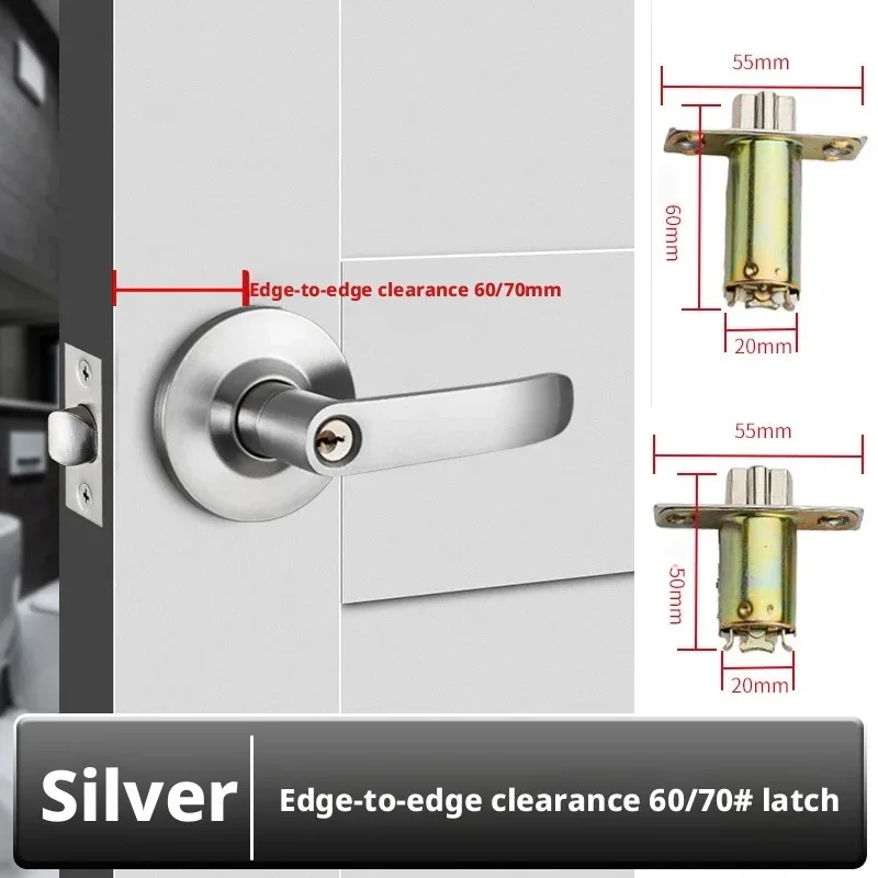 

Stainless Steel Interior Door Lever Lock Set: Privacy Knob Handle with 3 Keys for Home & Office Security Replacement