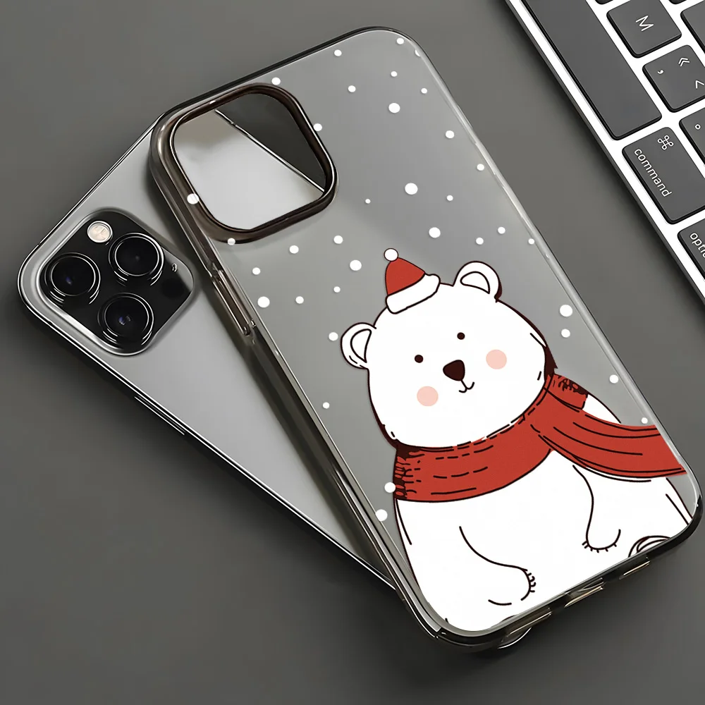 Snowman Christmas Case For iPhone 16 11 14 12 13 15 Pro Max 12 13 Mini 16 15 Plus 11 Clear Shockproof Tpu Soft Phone Cover Funda