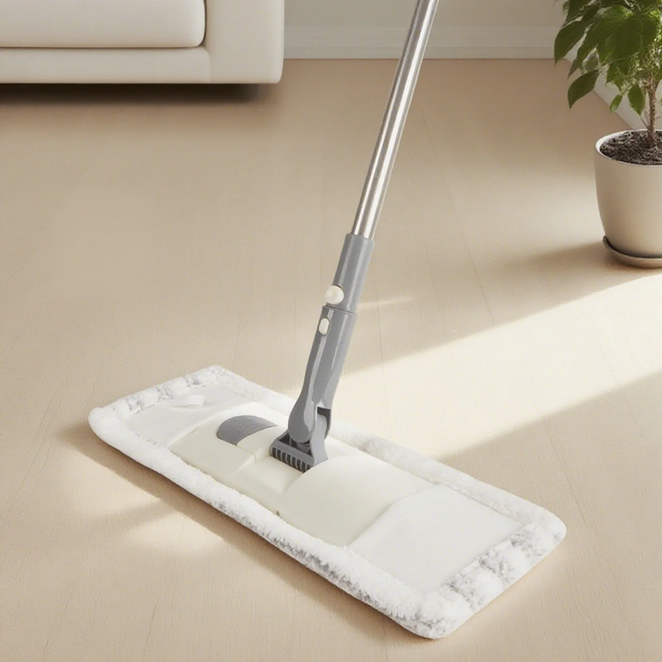 Extendable Microfiber Flat Mop with Long Handle, Washable Reusable Mop Pad Wet Dry Floor Cleaning for Home Wooden Floor