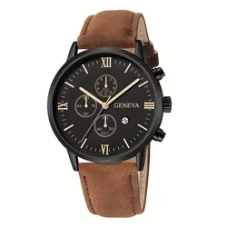 2023 Newest Best Selling Fashion Casual Men's Watch Quartz PU Leather Calendar Sports Trend Party Sports Men's Watch, Ideal