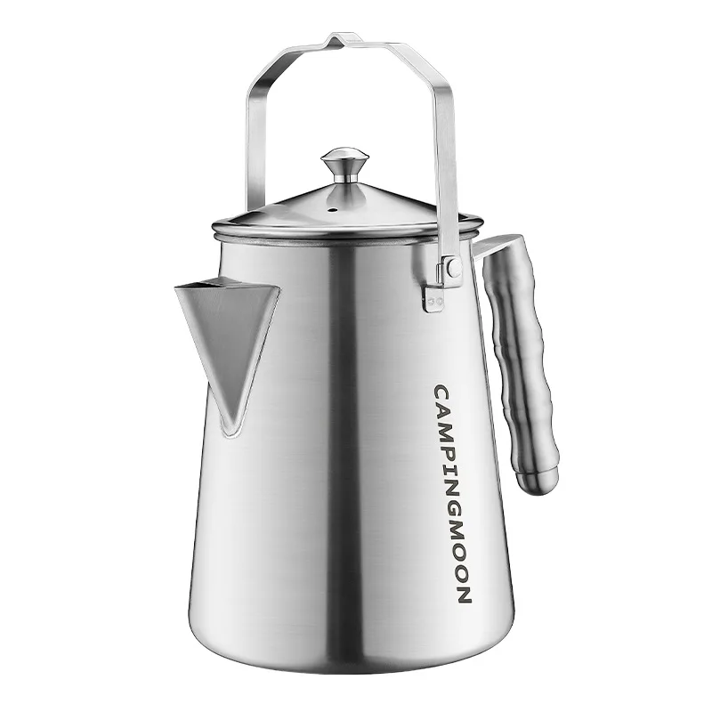 Retro Grandma Kettle Stainless Steel Outdoor Hand Coffee Pot Campingmoon SW-6 Picnic Tea Kettle 1.5L