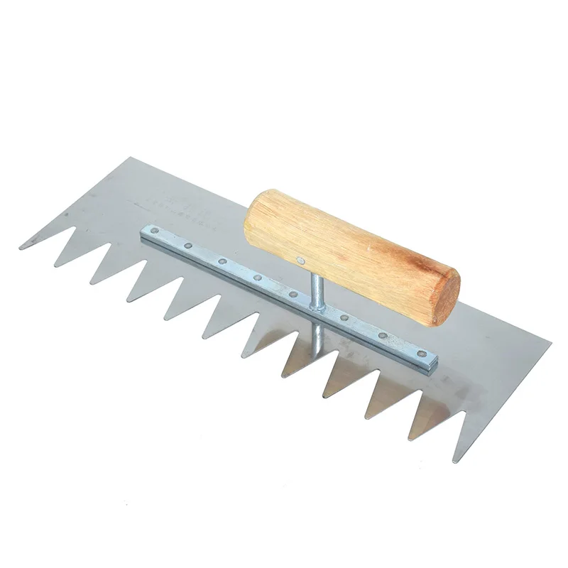 V-Notched 11.81×4.21 Inch Stainless Steel Blade Plastering Trowel Concrete Cement Drywall Tile Masonry Construction Hand Tool