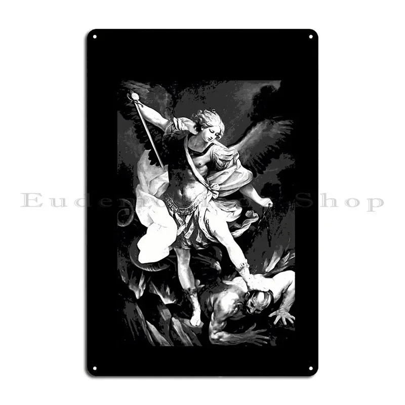 Saint Michael Archangel Metal Plaque Cinema Create Bar Garage Living Room Tin Sign Poster