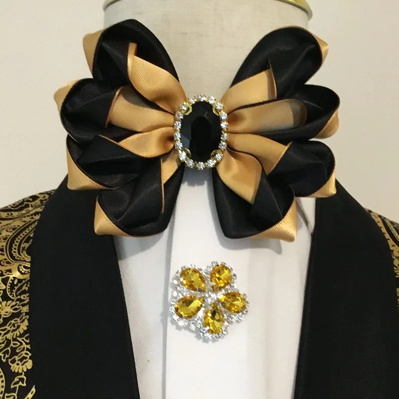 

Галстук-бабочка для мужчин, высококачественный оригинальный дизайн, ювелирные изделия ручной работы, мужские аксессуары для свадебного костюма, женский роскошный воротник со стразами и цветком