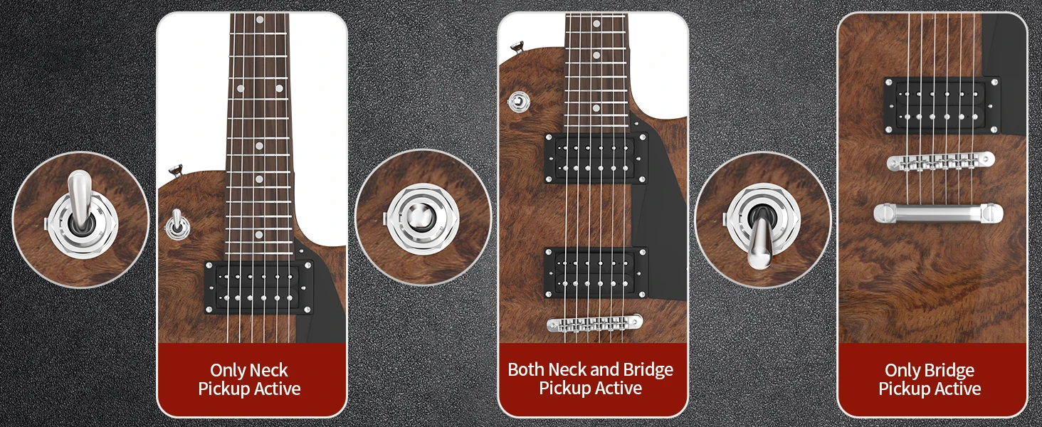 DaierTek 3-Wege-Kippschalter für Gitarre EIN/EIN/EIN 6-poliger 3-Positionen-Gitarren-Tonabnehmer-Kippschalter DPDT mit roten und schwarzen Spitzen – Detail 2