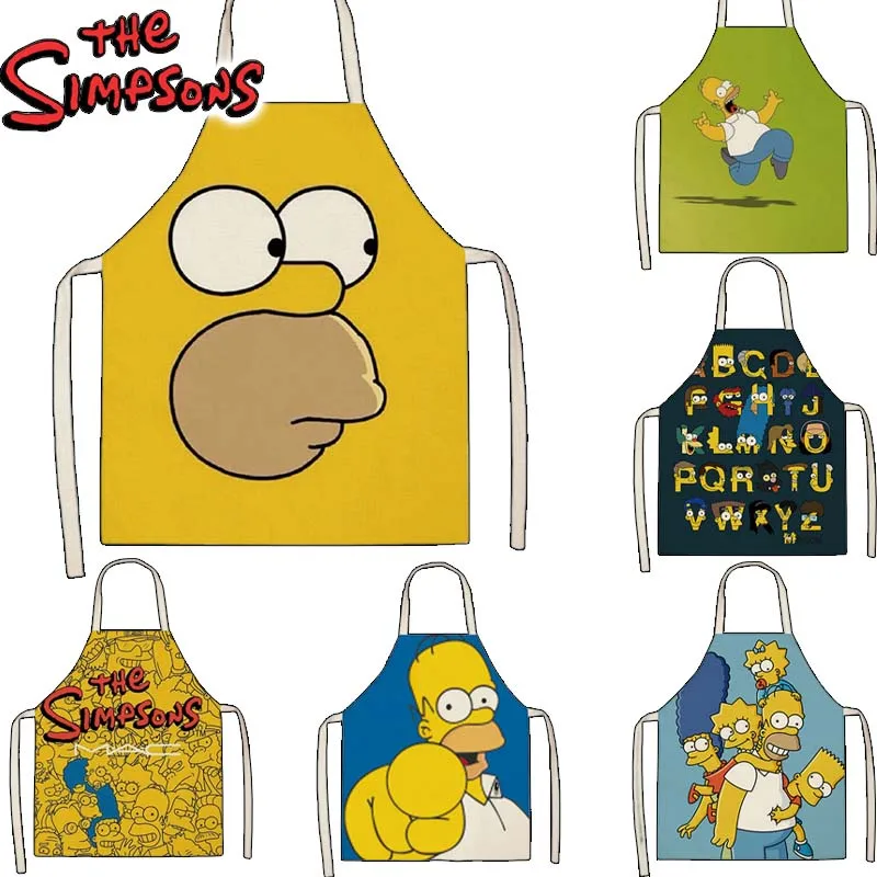 Simpsons Homer Fashion Kitchen Aprons for Woman Men Chef Work Apron for Grill Restaurant Bar Shop Cafes Linen Breathable Aprons