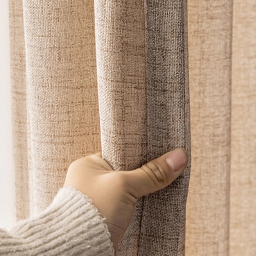 Picture 4: 1pc Modern Simple Solid Color Window Screen Customized Pleated Japanese Texture Floor Curtain Homestay Yarn Cotton Translucent