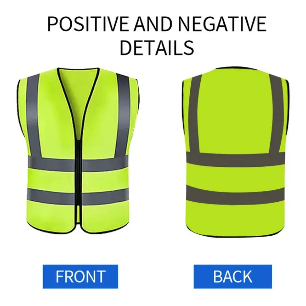 Style à quatre fermetures éclair, gilet réfléchissant, chantier de construction, sanitation environnementale, trafic, gilet réfléchissant jaune, poche multiple