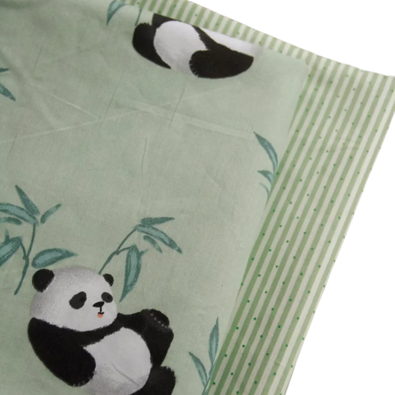 160x50cm Draw Panda Cartoon Twill Cotton Sewing Fabric ,making Children's Bed Sheet Duvet Cover Kindergarten Cloth