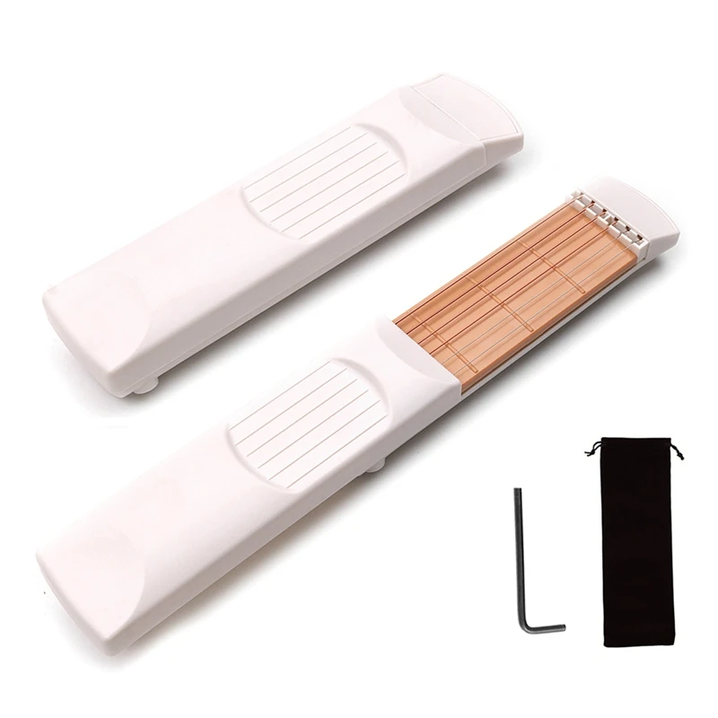 

A74K-White Pocket Guitar Beginner's Guitar Folk Music Six-String Finger Guitar Exerciser Auxiliary Instrument Chord Artifact