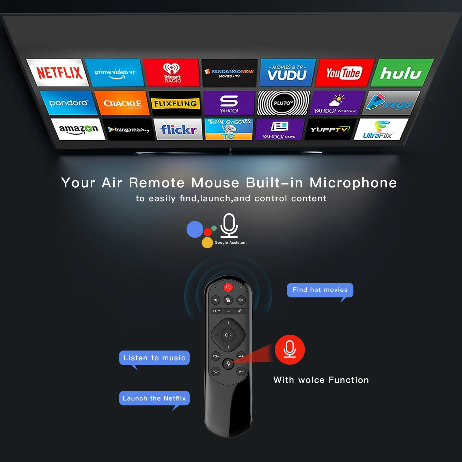 Mini tastiera wireless iPazzPort TV Over-the-Air Mouse, controller per PC con apprendimento IR per Smart TV, Android TV Box, computer