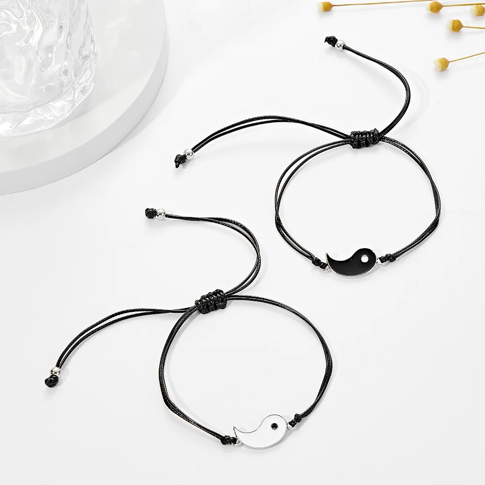 Fashion Set Of Yin And Yang Bracelet Set Hundred Match Drip Oil Taiji Bagua Weave Friendship Couple Card Bracelet Wholesale
