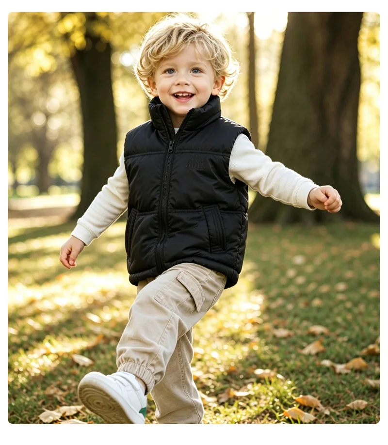 Dicke Weiche Weste für Jungen und Mädchen, Kinder Herbst Winter Winddichte Warme Weste, Baby Freizeitweste, Schüler Outdoor Campus Sportweste, Kinder – Detail 22
