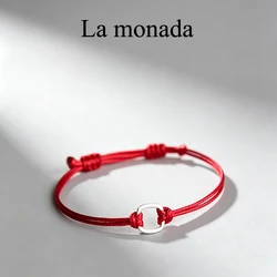 La Monada 925 Sterling Silver Red String Bracelet Adjustable Protection Lucky Rope Bracelet for Women Men Couple Jewelry Gift