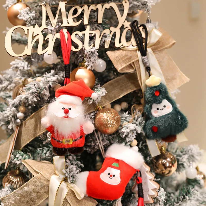 16 سنتيمتر جميل عيد الميلاد سلسلة قلادة المفاتيح شجرة عيد الميلاد تخزين سانتا كلوز دمية سيارة ديكور احتفالي ديكور طفل هدية #4