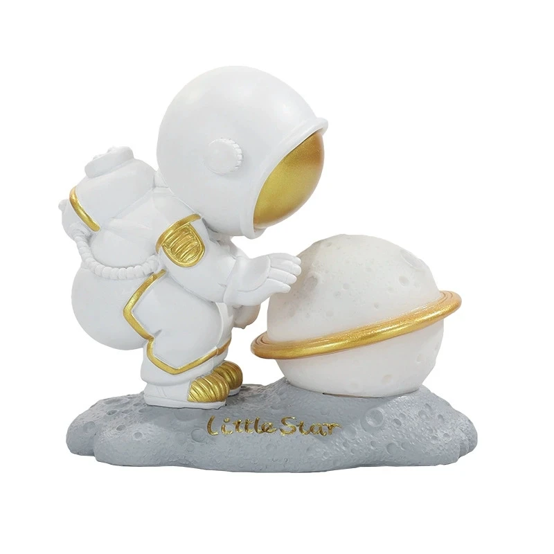 Astronaut Ornament Yellow Moon Ambient Light Office Wine Cooler Decorations Modern Astronaut Desktop Ornaments Modeling - view 5