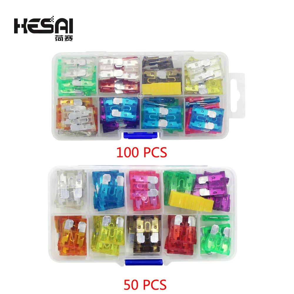 Profile Small Size Blade Car Fuse Assortment Set for Auto Car Truck 2/3/5/7.5/10/15/20/25/30/35A Fuse with Plastic Box