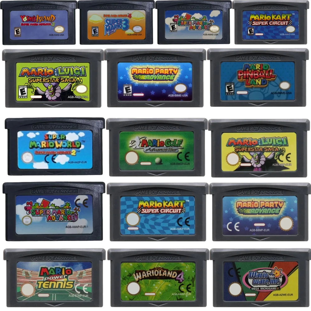 GBA-Spielkassetten-Serie: Super Advance Kart Party, Luigi, Wario, Yoshi's Island SP, DS Lite, Klassische Retro-Videospiele