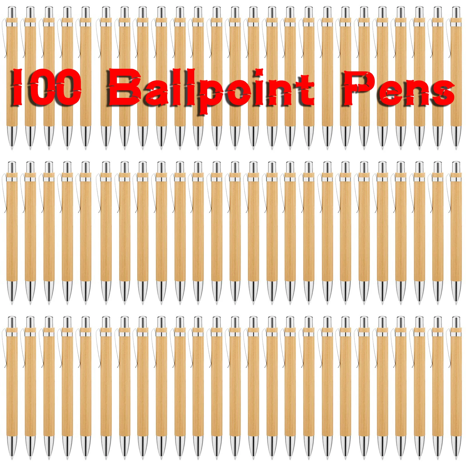 

100Pcs Bamboo Wood Ballpoint Pen 1.0mm Bullet Tip Business Signature Ball Pen Office School Wrting Stationery Bamboo Pen