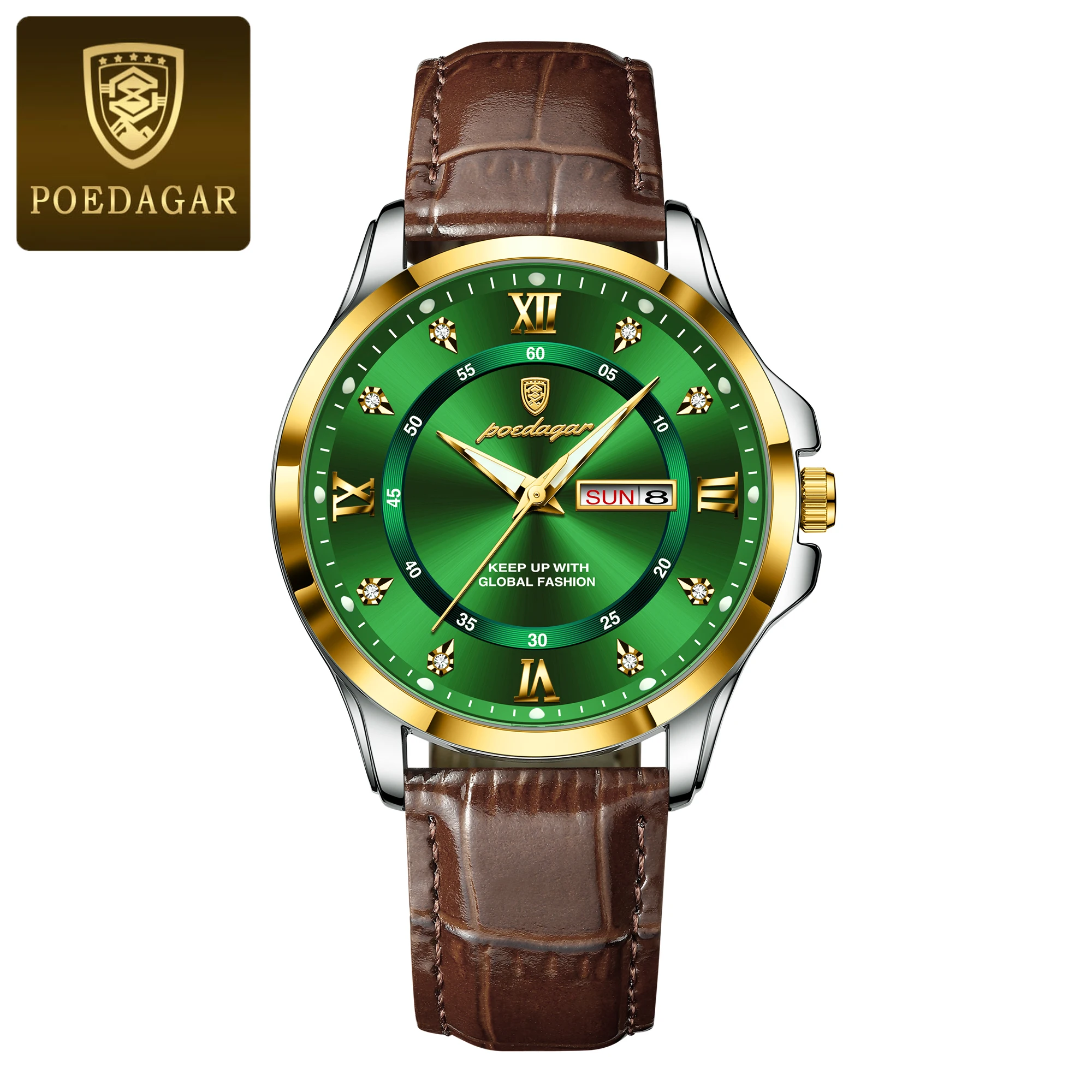 Men's Waterproof Luminous Date Week Business Watch