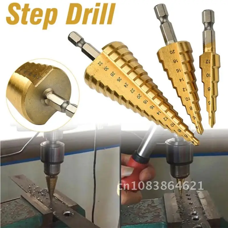 

Electric Wrench Special Step Drill Bit Iron Plate Drilling Hole Opener Multifunctional Step Drill 4-32mm HSS High Speed Steel