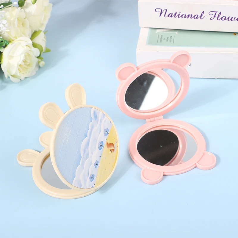 Flower-Shaped Portable Stainless Steel Double-Sided Makeup Mirror Handheld Pocket Folding Vanity Mirror Beauty Makeup Accessorie