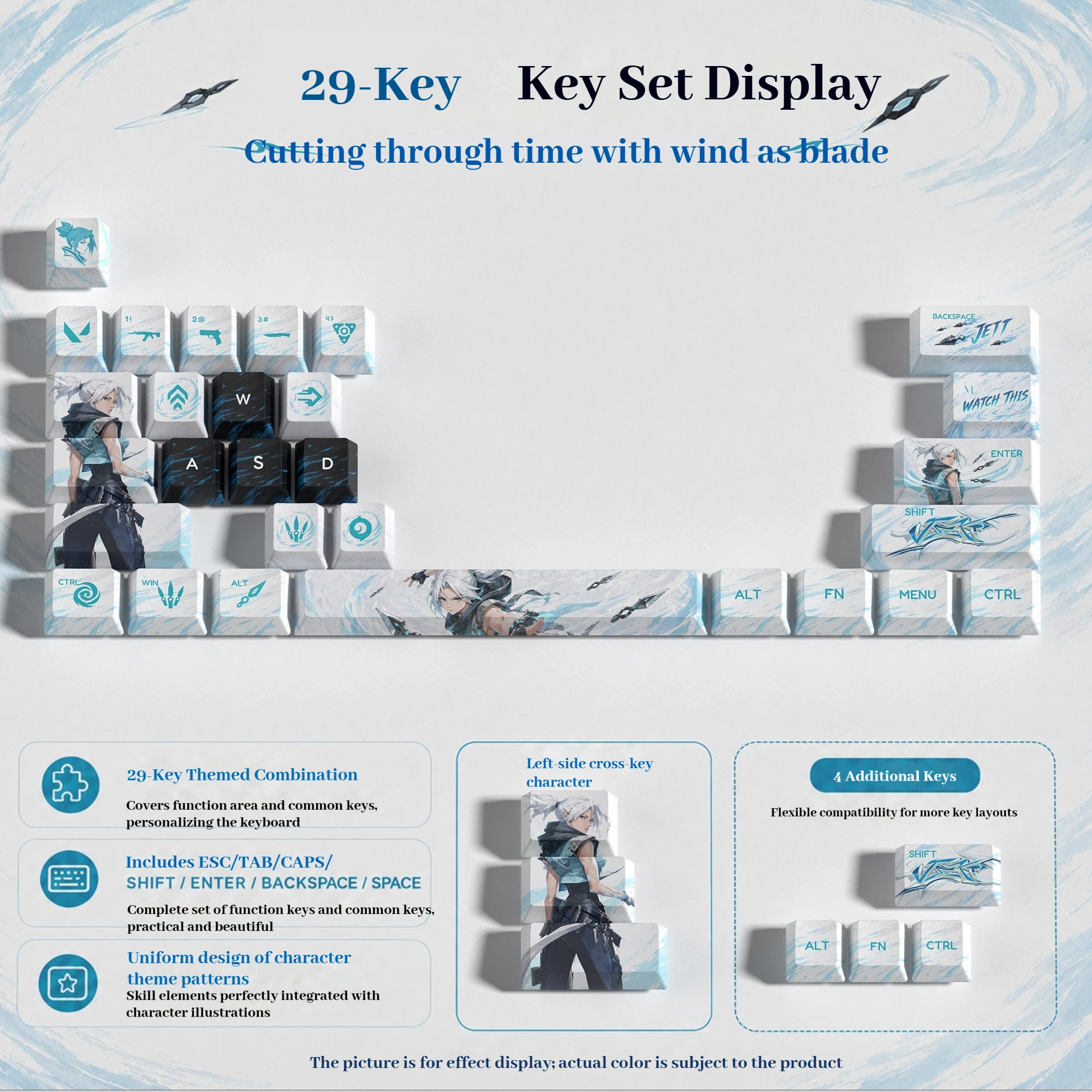 Valorant Keycaps 29 Keys Pbt Anime Game Theme Keycaps All Heroes Optional Heat Sublimation Cross Axis Mechanical Keyboard Keycap view 4