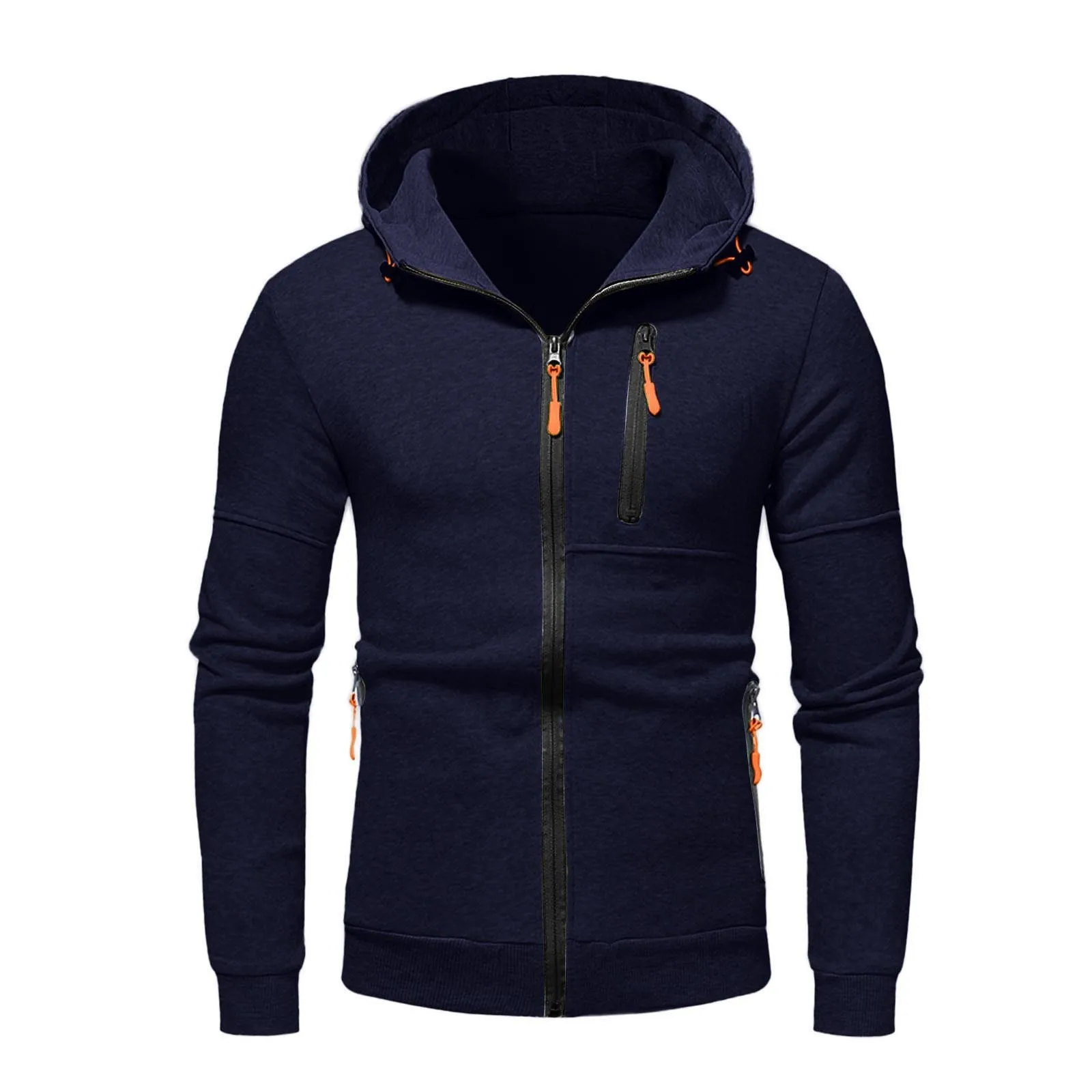 Men Hoodies Long Sleeve Sweatshirts Zipper Hooded Sweatshirt Sportswear Slim Cardigan Casual Jacket Coat Sweater Fleece Tops