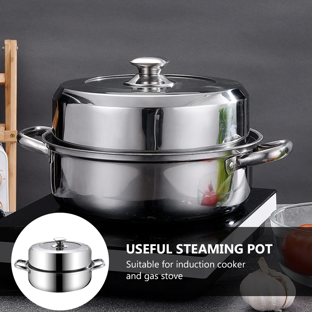 Stainless Steel Steamer Non Stick Cooking Utensils Pot Soup Steaming for Home Kitchen Right Angle Stockpot Glass Work