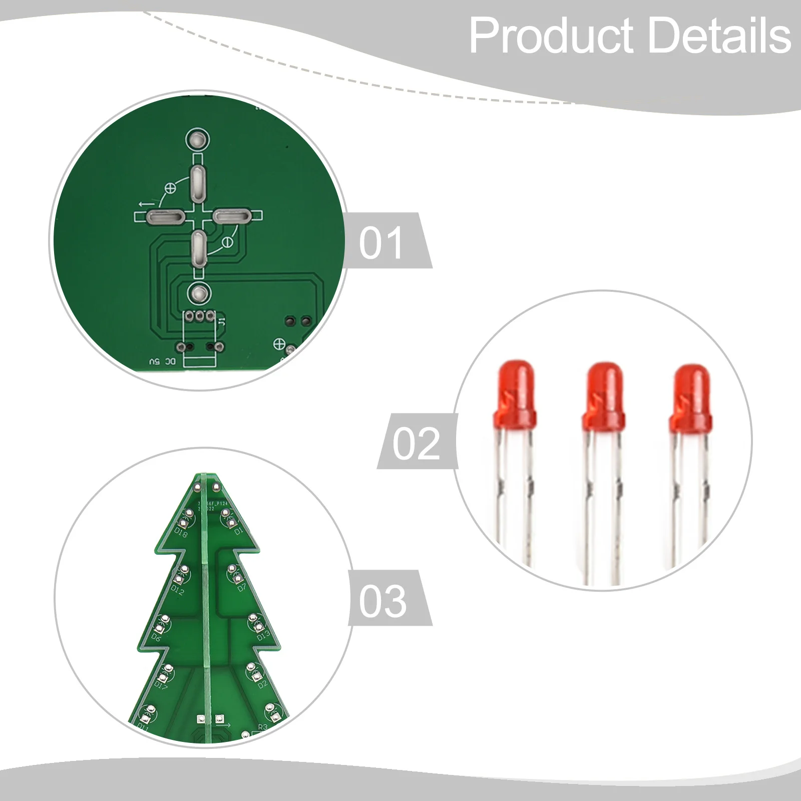 3D LED Christmas Tree Electronic Fun Kit Double-sided Circuit Boards Manual Welding Required Holiday Decoration