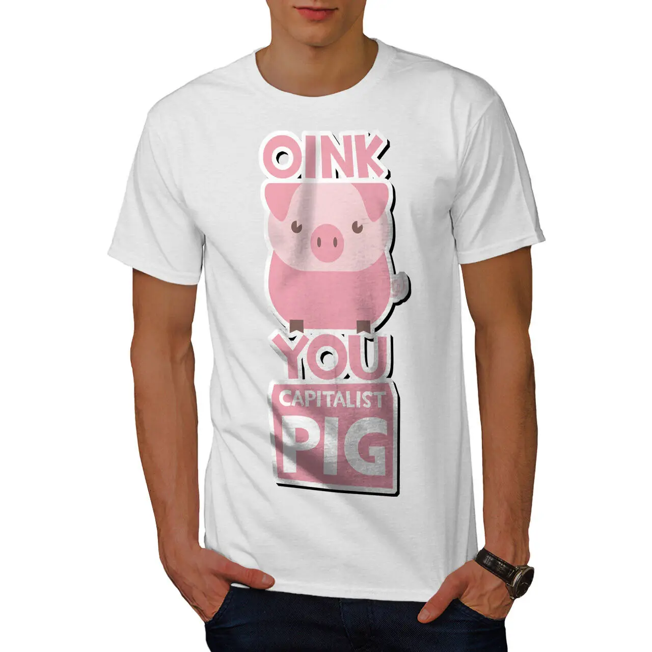 Capitalist Pig Joke Farm Mens T-shirt