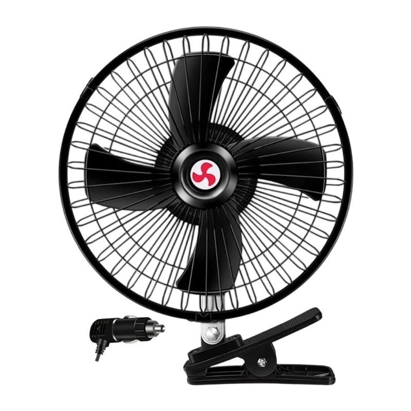 Vehicle Power Outlet Fan with Clip Mount, Five Blade Guarded Cooling Support for Stuffy Cabin Breaks and Daily Driving