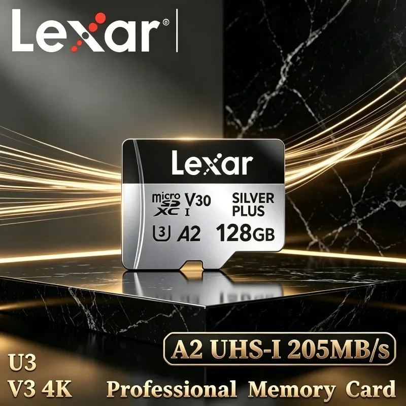 Lexar U3 A2 V3 4K microSDXC UHS-I Professional Silver PLUS Memory Card 64GB 128GB 256GB TF Card Storage Card for Tablet drone