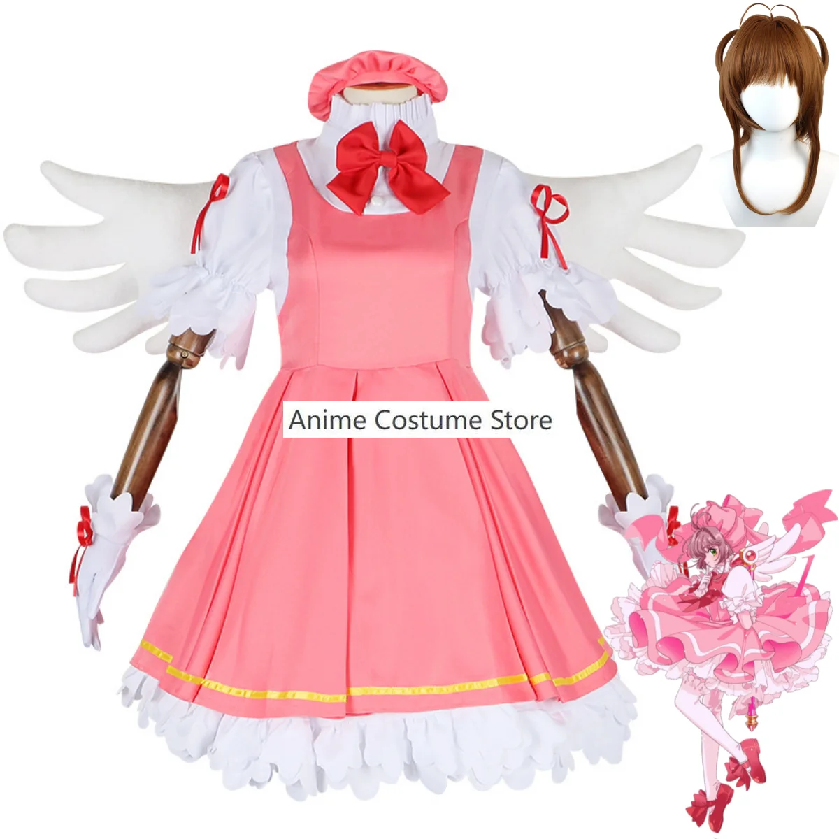 

Аниме Магическая карточка Captor Cardcaptor Sakura CCS Kinomoto Sakura Косплей Костюм парик боевая униформа женское платье кавайный костюм